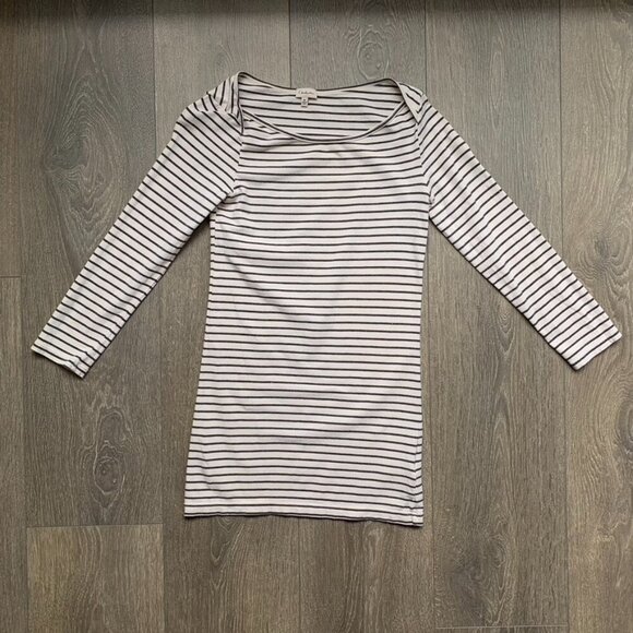Aritzia Babaton Stripe T-shirt Top 3/4 Length sleeve Stretch Cotton Size XS - Picture 3 of 16